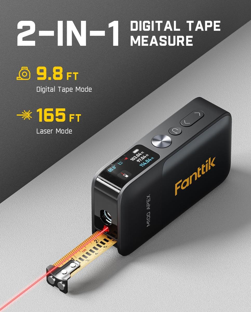 2-in-1 Digital Tape & Laser Measuring Tool | High-Precision Smart Distance Meter