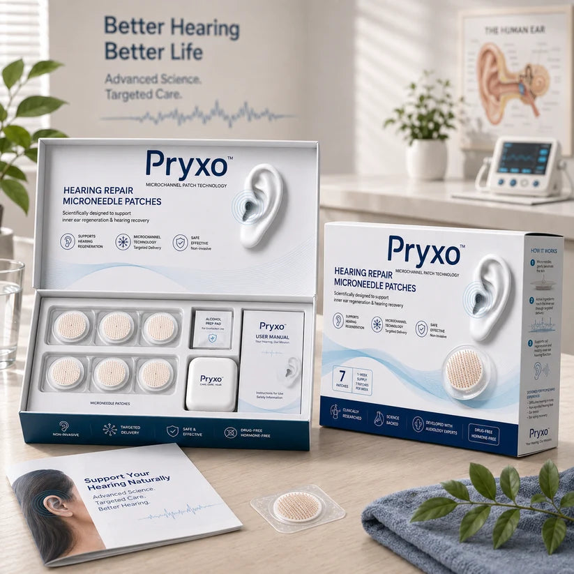 Pryxo™ HZEARING REPAIR MICRONEEDLE PATCHES ✅ Targets Hearing Loss, Tinnitus, Ear Infections, Balance Disorders, and Age-Related Ear Degeneration.