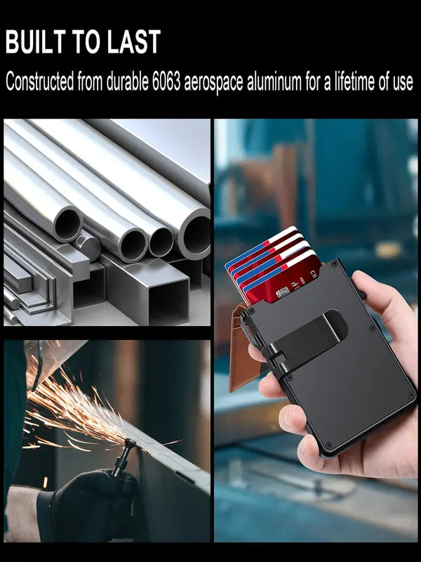 🔥Last Day 49% OFF🔥Wallet for Men - with Pop Up Aluminum Case Money Clip Slim Leather Slots Credit Card Holder RFID Blocking Bifold Minimalist Wallet