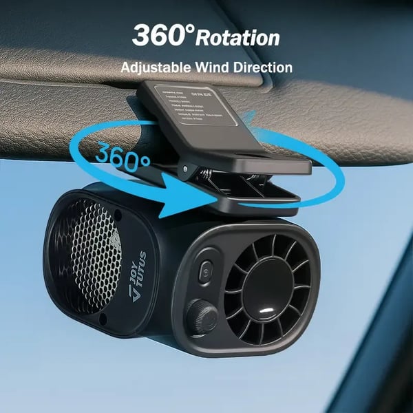 🔥🔥Car Clip On Fan with LED Display -360° Rotation, 100 Speeds Adjustable, USB Rechargeable