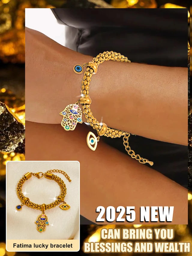 🤑[Wealth fortune protection code]💲 Fatima NINE-EYED DZI BEAD BRACELET