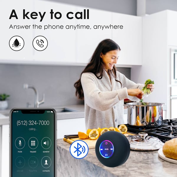 🎄Bathroom Waterproof Wireless Bluetooth Speakers with LED Light