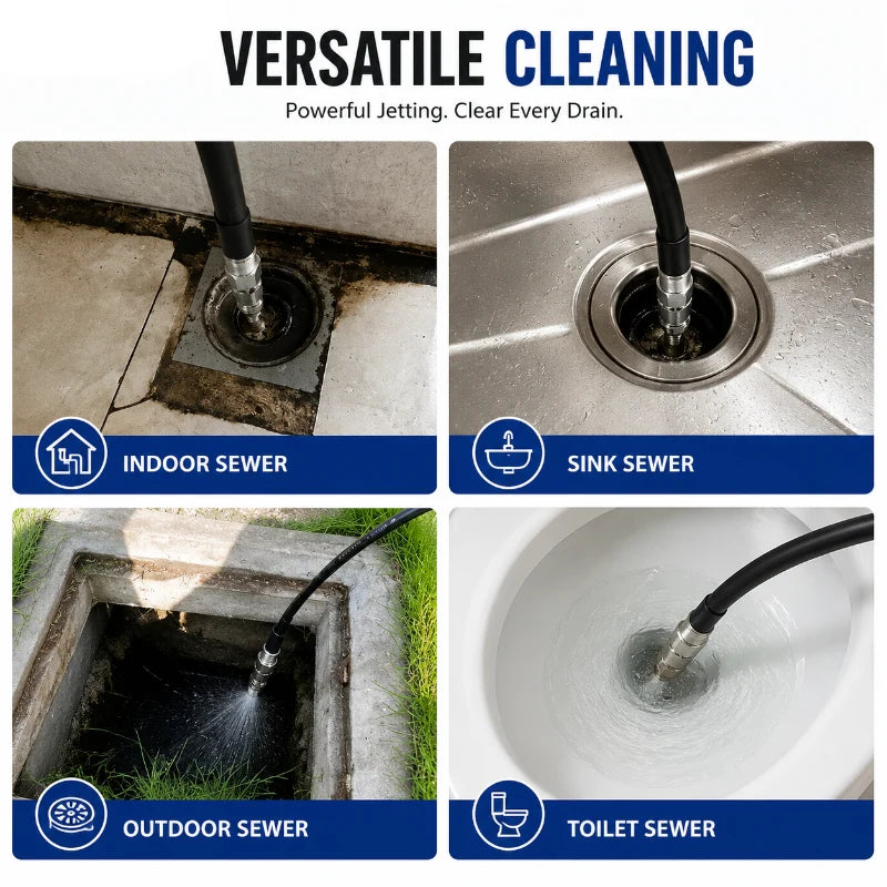 6500 PSI Stainless Steel Sewer Jetter Nozzle – 1/4" Quick Connect Drain Cleaning Attachment for Pressure Washers