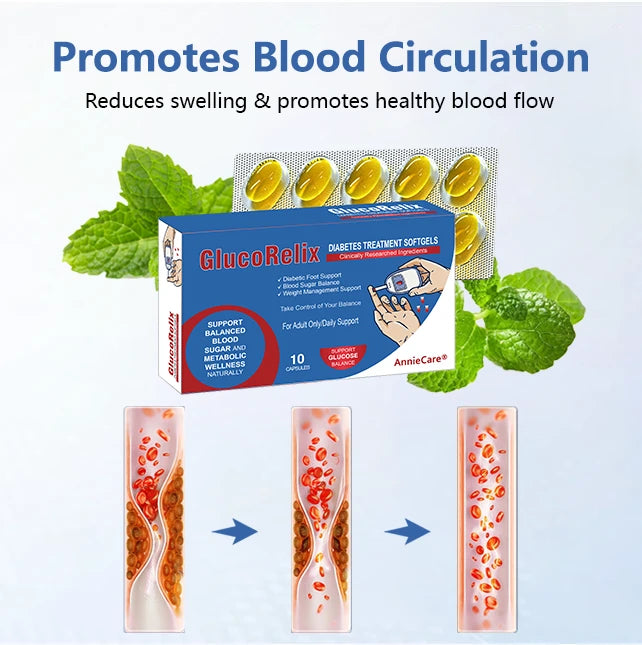 Official Store | AnnieCare® GlucoRelix Diabetes Treatment Softgels ✅ Diabetic Foot Relief – Glucose Metabolism Support – Weight Control – Relieve Leg Swelling & Varicose Veins