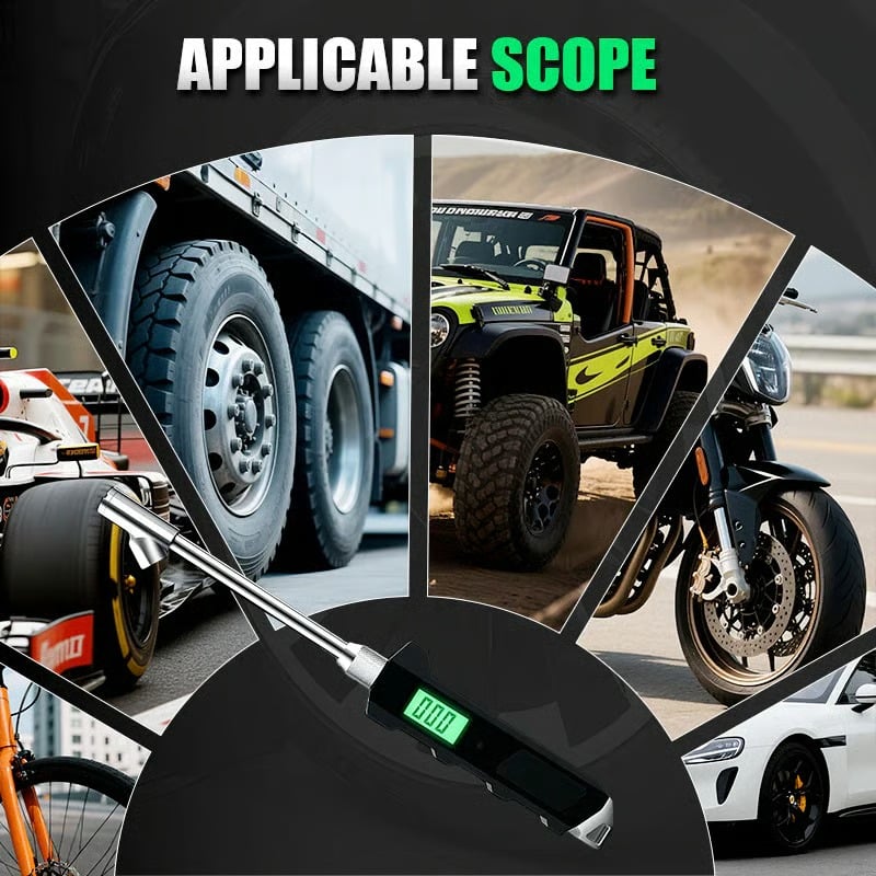 Digital Tire Pressure Gauge 230 PSI Heavy Duty Dual Head Stainless Steel Made for Truck and RV with Backlit LCD and Flashlight Car Accessories